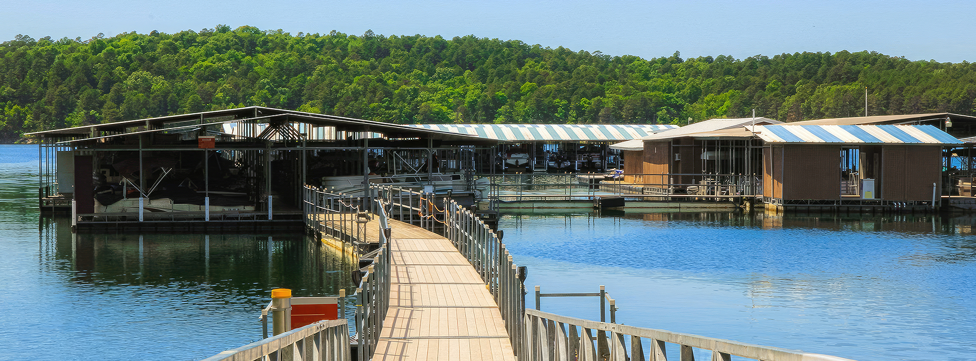 Floating dock on scenic lake